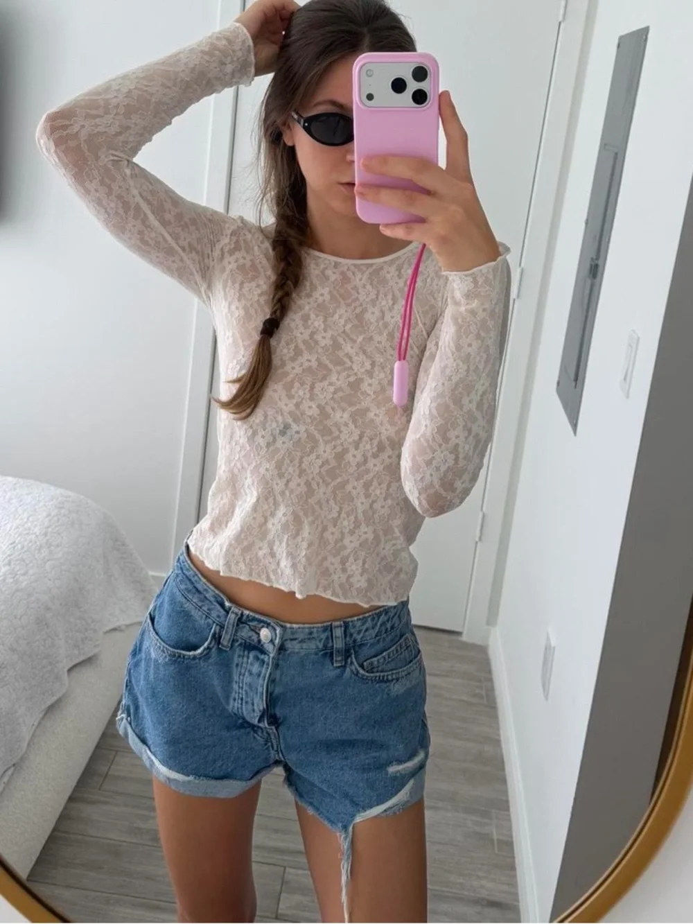 Distressed Denim Jean Shorts